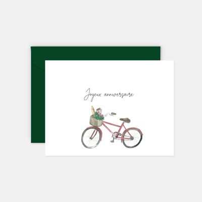 Carte Anniversaire - Vélo aquarelle