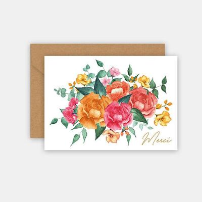 Thank You Card - Watercolor Flowers