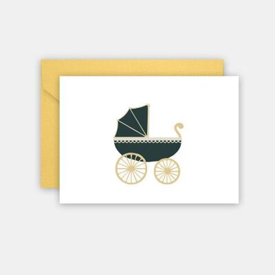 Geburtskarte - Vintage Kinderwagen