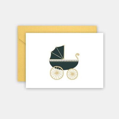 Birth card - Vintage pram