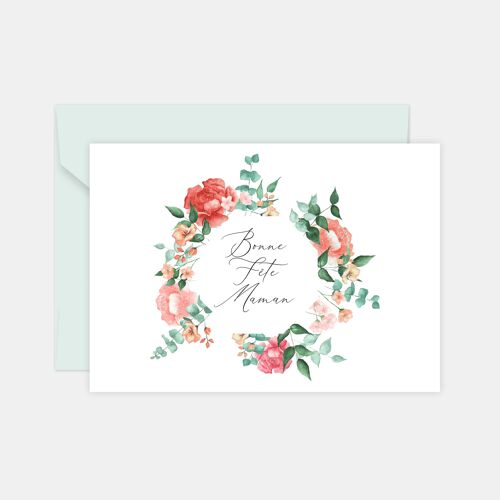 Carte Fêtes des Mères - Fleurs aquarelle