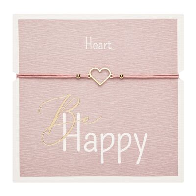 Bracelet - "Be Happy" - gold pl. - heart 606685