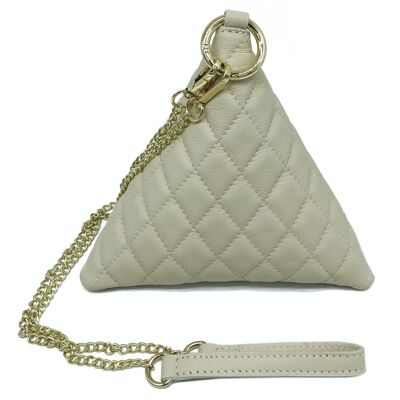 POCHETTE EN CUIR MATELASSÉ SEMI-STRUCTURÉ AVEC POIGNÉE DE POIGNET ET BANDOULIÈRE EN CUIR - B479 TEMAKI PYRAMID