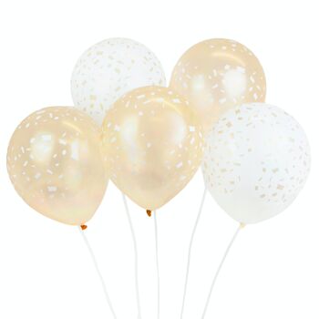 Ballons confettis blancs et dorés - paquet de 5 5