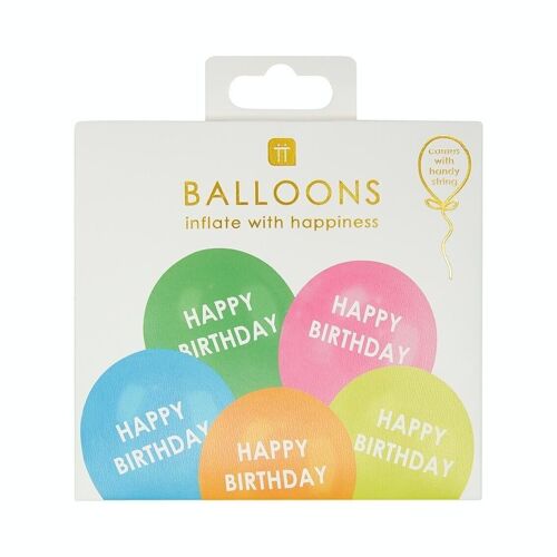 Rainbow Happy Birthday Balloons - 5 Pack
