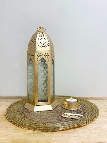 Lanterne Kasbah en métal doré 32cm 2