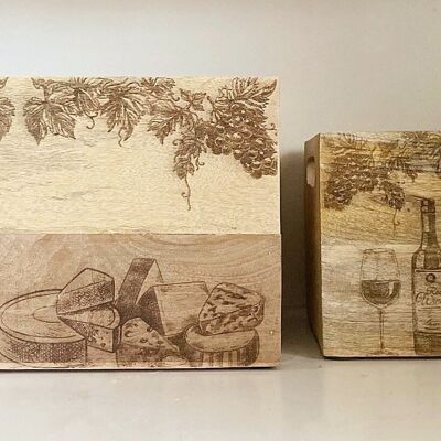 Set Of Two Engraved Cheese & Wine Crates