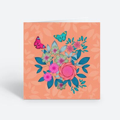 Blossom and Butterflies Orange Blank Card