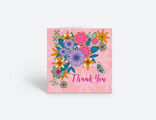 Thank You Pink Floral Card