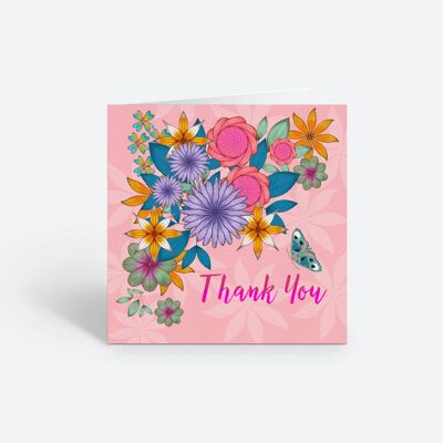 Gracias tarjeta floral rosa