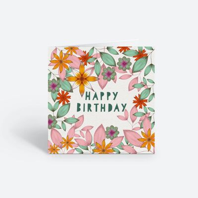 Happy Birthday White Floral Card