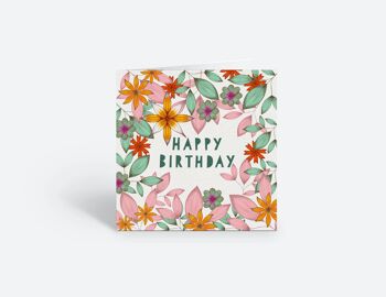 Joyeux anniversaire carte florale blanche