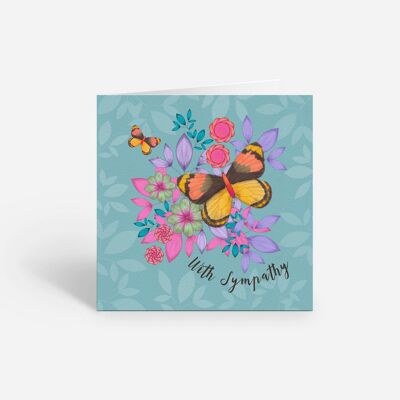 With Sympathy Butterfly Greeting Card Blue