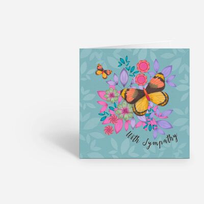 With Sympathy Butterfly Greeting Card Blue