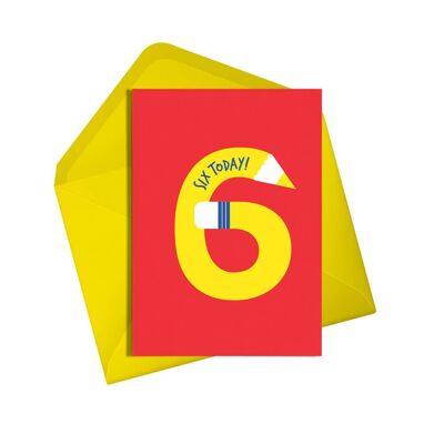 6th Birthday Card | Six Today Pencil | Gender-neutral Kids