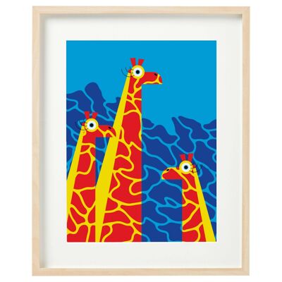 Impression artistique | Girafe | Impression artistique A3 | Décoration d'intérieur | Décoration murale colorée | Art mural animalier