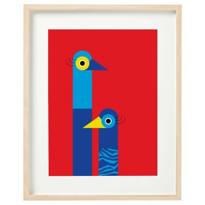 Kunstdruck | Vögel | A3-Kunstdruck | Wohnkultur | Bunte Wanddekoration | Tierische Wandkunst