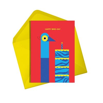 Birthday Card | Happy Bird-day Ostrich Card