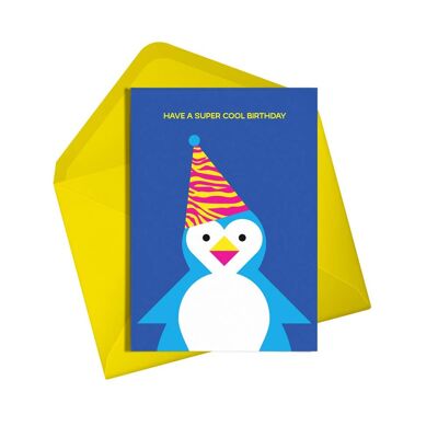 Biglietto di compleanno | Biglietto d'auguri super cool con pinguino | Genere neutro | Tutte le età