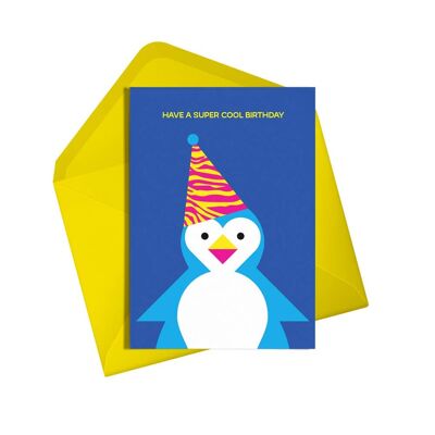 Biglietto di compleanno | Biglietto d'auguri super cool con pinguino | Genere neutro | Tutte le età