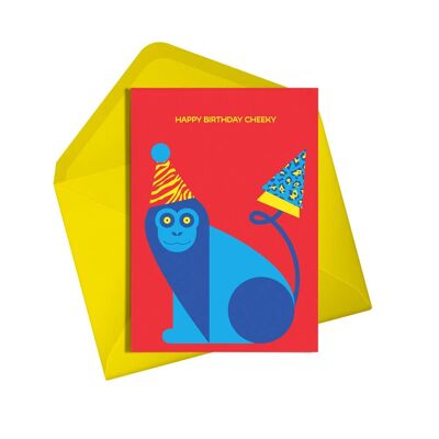 Biglietto di compleanno | Carta di buon compleanno scimmia impertinente