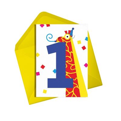 Joyeux 1er anniversaire carte | Girafe | Enfants d'un an | Animaux
