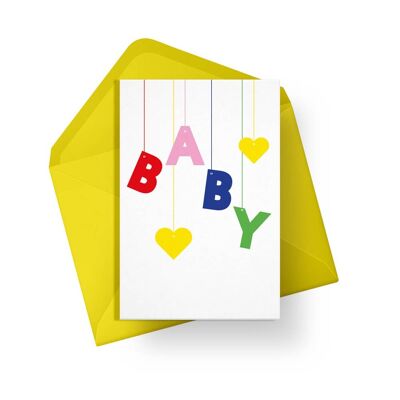 nueva tarjeta del bebé | Tarjeta Móvil Bebé | Género neutral | Vistoso