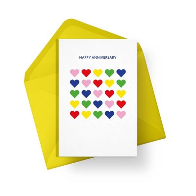 Happy Anniversary Card | Rainbow Hearts | Colourful | Pride