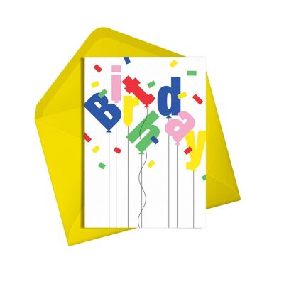 Biglietto d'auguri con palloncini | Colorato | Unisex | Carta Arcobaleno