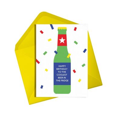 Tarjeta de cumpleaños | La cerveza más fresca de la nevera | Tarjeta divertida