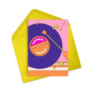 Geburtstagskarte | Geburtstags-Grooves-Karte | Neon-Geburtstagskarte | Musikkarte