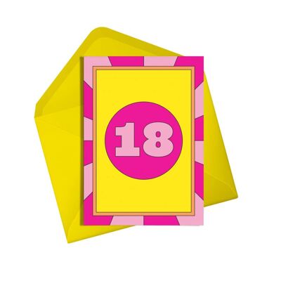 Tarjeta de cumpleaños | Dieciocho (neón) | Tarjeta de cumpleaños número 18