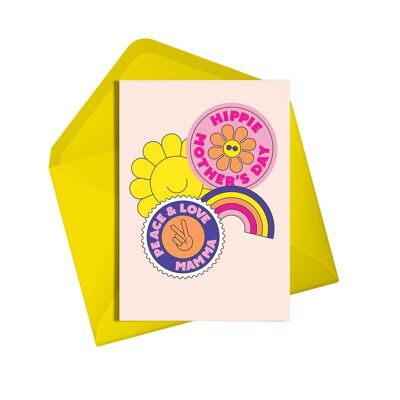 Biglietto per la festa della mamma | Festa della mamma Hippie (neon) | Carta della mamma