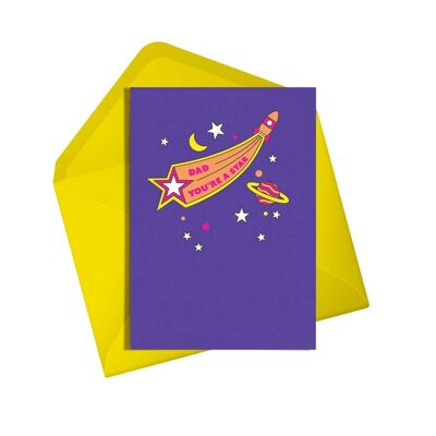 Biglietto per la festa del papà | Papà sei una stella (neon) | Carta del papà