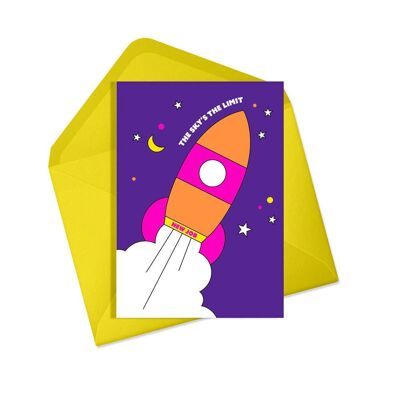 Nueva tarjeta de trabajo | El cielo es el límite | Diseño de espacio de neón