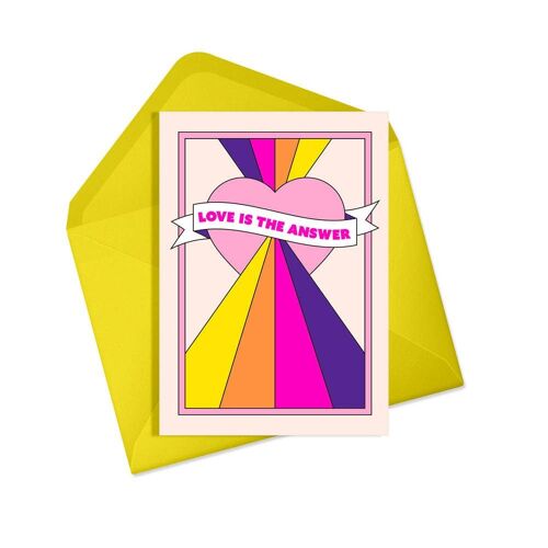 Love is the answer card | Neon heart | Engagement | Wedding
