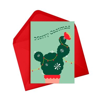 Weihnachtskarte | Fröhlicher Kaktus | Urlaubskarte für Pflanzenliebhaber