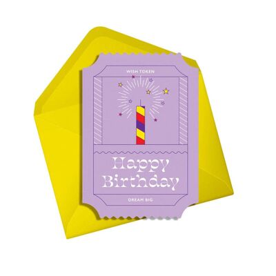 Happy birthday card | Dream big | Die cut wish token
