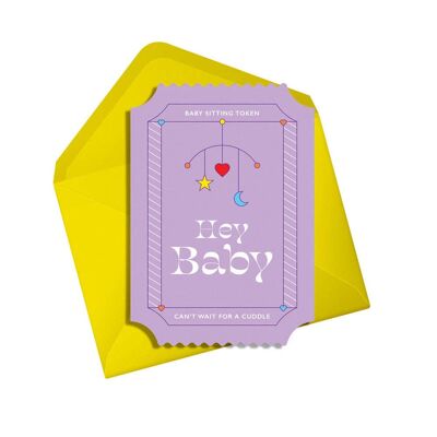New baby card | Gender neutral | Die cut baby sitting token