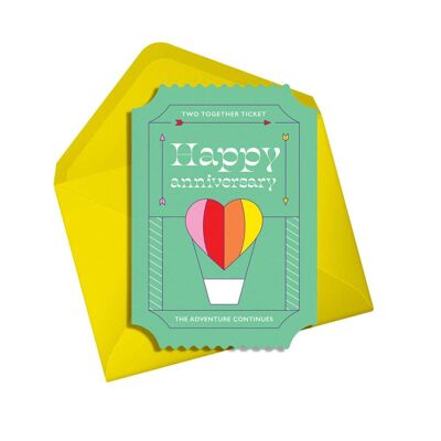 Glückwunschkarte zum Jahrestag | Regenbogen | Vintage-Ticket | LGBTQI+