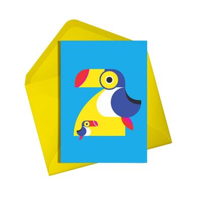 Two Toucan Birthday Card | Kids Birthday Card | Number