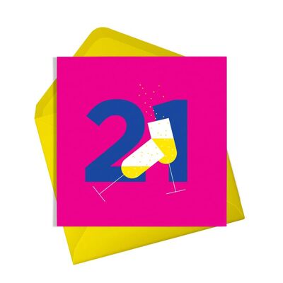 Twenty One Cheers Birthday Card | Number Card | Adult