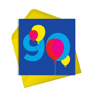 Biglietto di compleanno | Novanta palloncini | Carta di compleanno per adulti