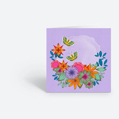 Tarjeta cuadrada con diseño de flores
