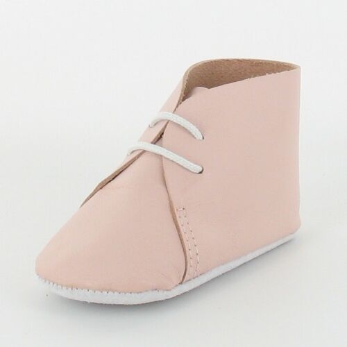 Chausson bébé en cuir lisse Rose