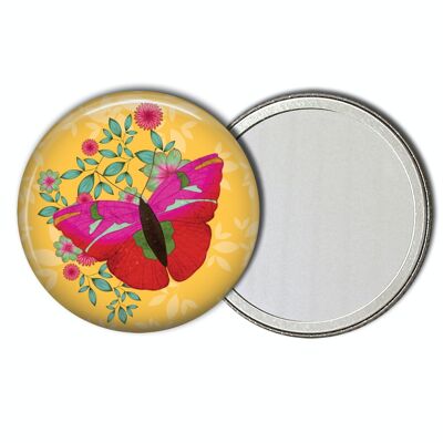 Specchio tascabile compatto giallo illustrato
