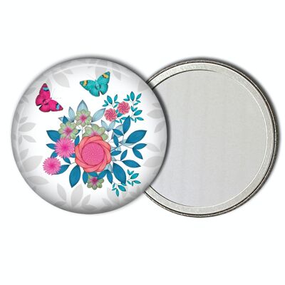 Sweet Illustrated Floral Compact Pocket Mirror