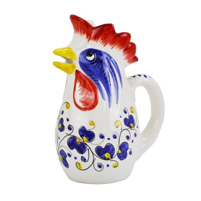 GALLET BLUE ROOSTER JUG HAND PAINTED