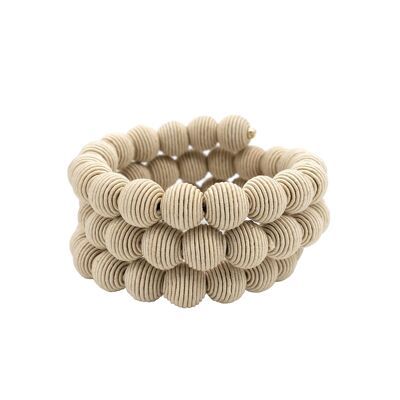 Ivory Springwire Woven Ball Bracelet