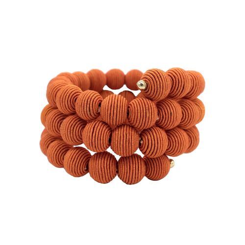 Coral Springwire Woven Ball Bracelet